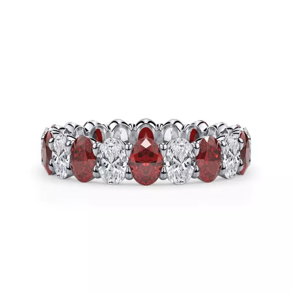 Classic Oval Ruby and Diamond Eternity Ring